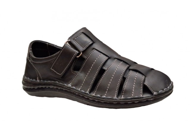 Sandale barbati casual din piele naturala Negru GKR73N